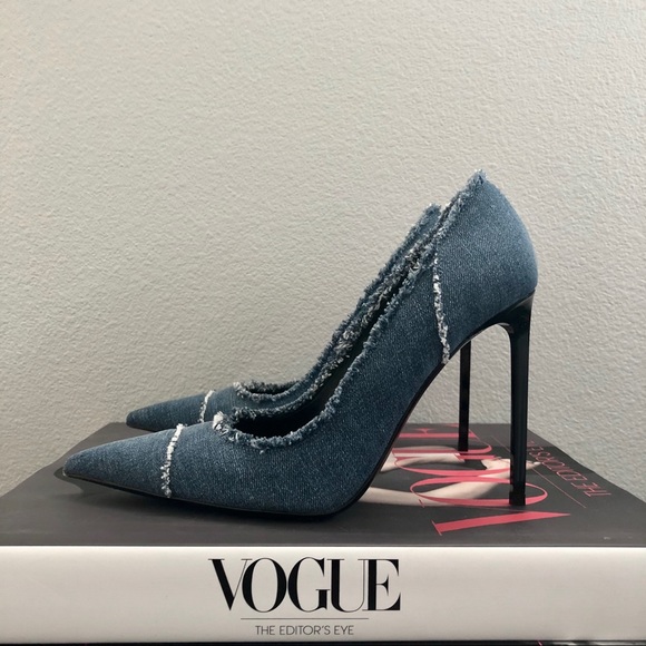 TOM FORD Denim & Black Stilettos Pumps Heels - Picture 6 of 7